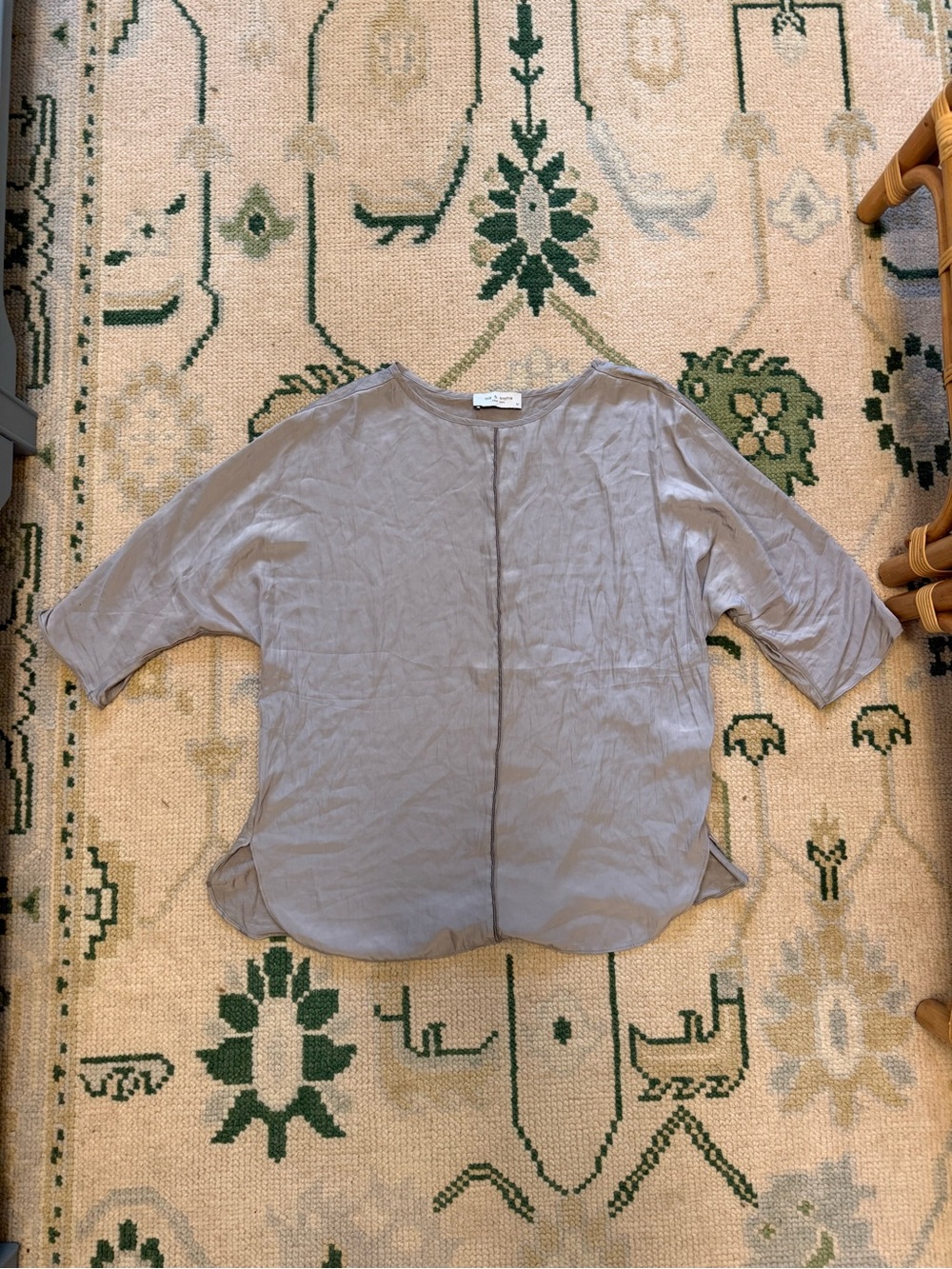 Light Gray Relaxed Linen Blend Top